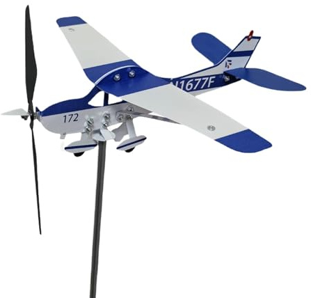 SVCEQZE Veleta para jardín, Veleta para Techo,Veleta de Metal Resistente en Forma de avión - Indicadores de dirección del Viento, veletas Decorativas multifuncionales, Montaje en Techo para Patio,