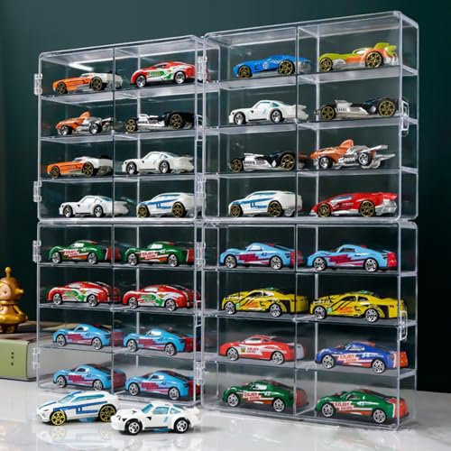 BLSYHDH Spielzeugauto-Vitrine, Kompatibel mit Spielzeugauto-Modellaufbewahrung Im Maßstab 1:64, Kunststoff-Auto-Aufbewahrungsbox, 8 Steckplätze, Transparenter Vitrinen-Organizer