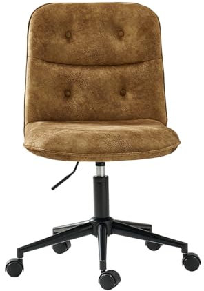 HULALA HOME Bürostuhl Drehstuhl Vintager Schreibtischstuhl höhenverstellbar ergonomisch und stilvoll Schminktisch Stuhl für Wohnzimmer und Arbeitszimmer, Braun