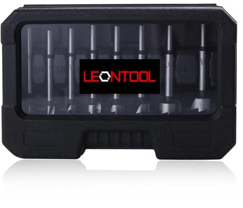 LEONTOOL 8 Pcs Forstner Bit Set Forstner Drill Bits for Wood, 1/4 to 1-3/8 Forstner Bits for Woodworking, Auger Opener Round Shank Drilling Cutting Tool for Hardwood, Softwood, Plastic, Plywood