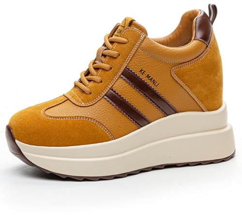 MIEHUIAI Sneakers Alte Donna Sneakers Zeppa Interna Eleganti Piattaforma Scarpe con Tacco Interno 10 cm Moda Pelle Casual Scarpe da Ginnastica
