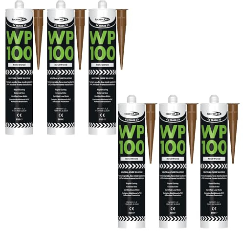 Bond It WP100 EU3 Premium Neutral Cure Oxime Silicone Sealant – 6x Rosewood, 285ml | High-Performance Silicone – Mould-Resistant – Permanently Flexible | Sealant for Building & Construction Joints