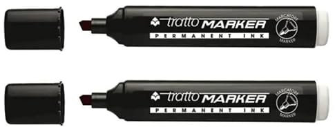 Agendepoint.it - 2 PEZZI - Marcatore Indelebile Tratto Marker Punta Scalpello - Nero