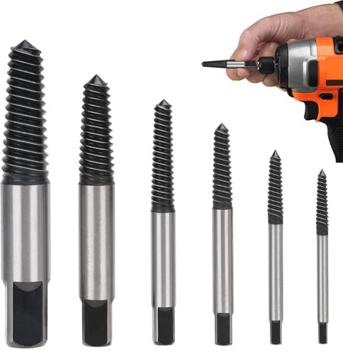 6 Pezzi Estrattore Viti,Estrattori Viti Danneggiate,Estrattore Viti Spanate,set di Estrattori Sinistro Professionale,Per Viti e Tubi Danneggiati