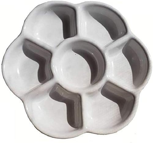 Plateau de palette de peinture aquarelle blanche - Palette de peinture lavable en céramique - Palette de peinture aquarelle en porcelaine pour artiste - Palettes de peinture aquarelle