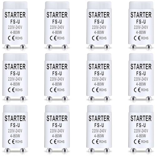 LbsAMP 12 Stück Starter FS-U 4-80W 220-240V Leuchtstoffröhren Neonröhre Starter Langes Leben Starter Einzelschaltung von Leuchtstoffröhren für Leuchtstofflampen Aquarien-UVC-Lichter Neonlichter