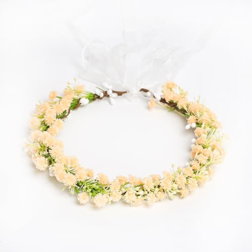 Yili Maizi Baby Breath Flower Crown for Women Bridal Wedding Green Floral Headpiece Eucalyptus Halo Floral Headband Maternity Photo Prop