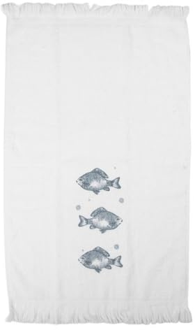 Clayre & Eef Gästehandtuch 40x66cm Fische weiß maritim Baumwolle