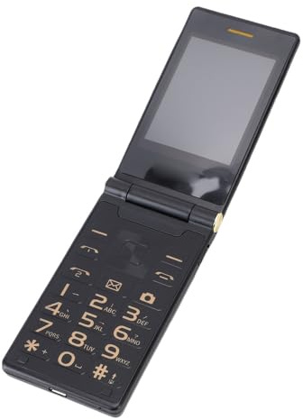 Annadue Téléphone Portable 4G à Clapet, débloqué, Double écran 3 Pouces et 1,8 Pouces, Double SIM, Grands Boutons, Batterie 5900 MAh, Appareil Photo 1,3 MP, pour Seniors (Doré)