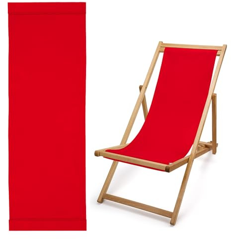 Liegestuhltuch, 125 x 43 cm, Ersatzstoff für Liegestuhl, Dicke Baumwolle, Premium, Farbe: Rot