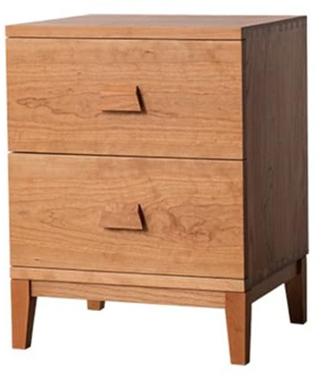 DFHS46JK Wabi Sabi Stil Retro Holz Nachttisch Nachttisch mit zwei Schubladen, einfach Mini Quadrat Seitentisch (Natur)