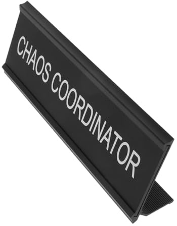 BESPORTBLE Förmiges Aluminium schreibtischschild Chaos Coordinator Schwarzes Namensschild für Mediator Büro Deko Klar Lesbar Vielseitig Einsetzbar Modernes Design