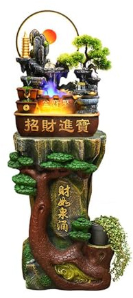 PGZMDTWI Fontaine Interieur, Fontaine Interieur Cascade, Mur-Rideau d'eau De Rocaille, Ornement De Circulation d'eau avec Éclairage LED, pour Patio Ou Entreprise(40x105x27)