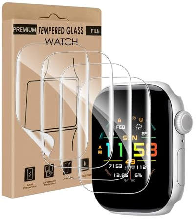 Cable Leader Verre Trempé pour Apple Watch Series 11 (46mm), 4 pièces Bubble Free protection écran, Anti Rayures, Haute Sensibilité, HD Flexible Transparent Apple Watch 11 46mm vitre protection