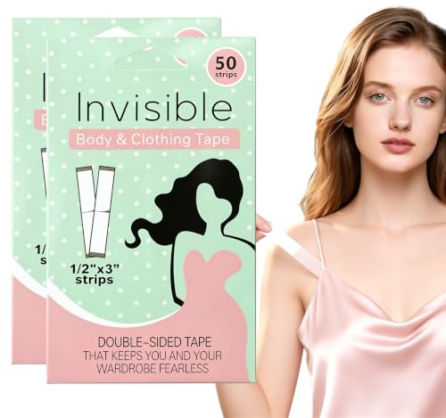 Fashion Body Tape, 100 pièces Adhésif Double Face Peau & Vêtement, Ruban Corps Invisible Imperméable, Scotch vêtement peau anti-dévoilement pour robe, décolleté, maintien discret tenue
