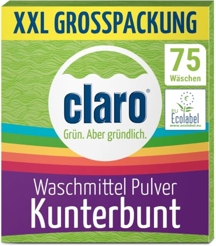 claro Kunterbunt 2,2 kg Waschmittel-Pulver - XXL Großpackung für 75 Wäschen - Waschpulver für Buntwäsche in der Waschmaschine
