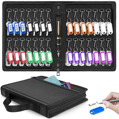 ENONEO Portátil Caja Seguridad Llaves Grand Armarios de Llaves con Gancho Caja Llavero Pared Armario Llaves Organizador Llaves Exterior Caja Guarda Llave Coche para Office Garage (Material ignifugo)