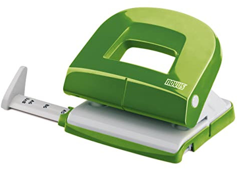 Novus E 216 Locher (16 Blatt Lochleistung, mit Anschlagschiene, für Büro und Schreibtisch) grün glänzend
