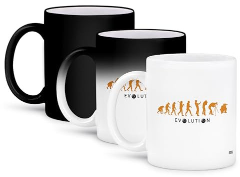 3dRose mug_47366_3 Kike Calvos Evolution durch natürliche Auswahl eines professionellen Fotografen mit orangefarbener Farbe Magic Transforming Tasse, 313 ml, mehrfarbig