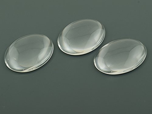 2 Cabochons Glas klar, 40 x 30 mm