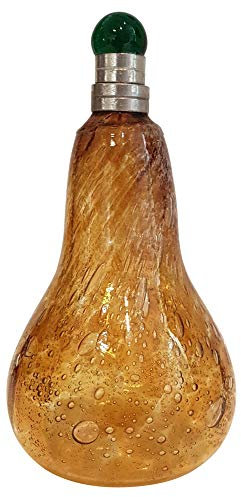 Carafe en verre avec bulles d'air soufflé à la bouche bouteille après style antique verre jaune avec un bouchon à vis en étain contenu environ 0.5 litres et d'une hauteur de 19-21 cm