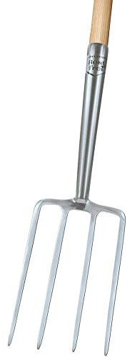 Idealspaten 25016702 Fourche à Bêcher en Acier Inoxydable T-Tige, Argent, 85 x 27cm