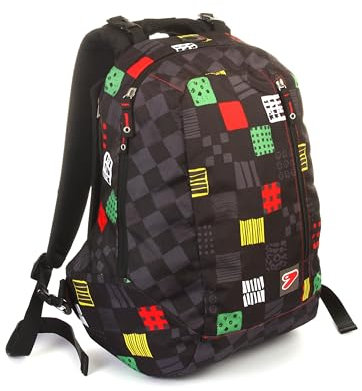 Seven Wende Rucksack, aus nachhaltigem Stoff, Geräumige Schultasche für Teenager, Mädchen Jungen, 2 Muster, für Schule, Sport und Freizeit, Doubleface, schwarz