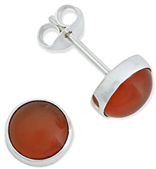 Ohrstecker 925 Silber Karneol orange roter Stein Edelstein Ohrringe echt Silber Damen Sterling Silber Stecker Geschenk(MOS-042-16)