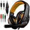 DLAND Gaming Headset, 3.5mm Wired Bass Stereo Noise Isolation Gaming Headphones with Mic for Laptop Computer, Cellphone, PS4 and so on- Volume Control (Black and Orange)