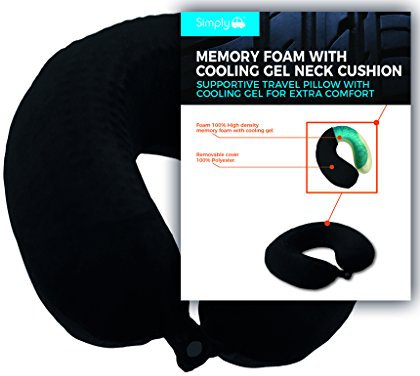 Simply BGNC01 Memory Foam with Cooling Gel Neck Cushion, Reduce Pressure On The Neck, Use in Car Home Wheelchairs Travelling Watching Tv or Reading, Black