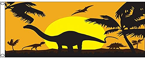 AZ FLAG - Flagge Dinosaurier-Silhouette - 150x90 cm - Dinosaur Fahne 100% Polyester mit Messing-Ösen - 110g