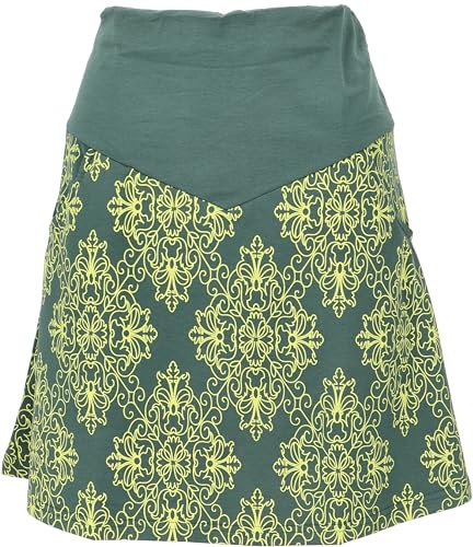 Guru-Boutique, Mini Jupe, Jupe D`assiette Bio, Vert Olive/citron, Ducoton, Size:S (38), Jupes/courts