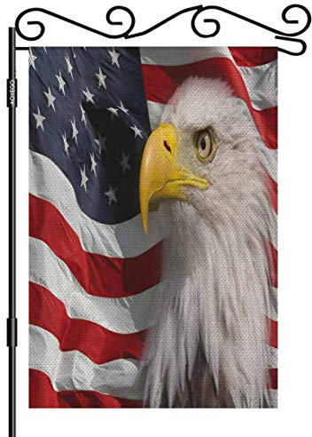 AOYEGO Glatzenadler Gartenflagge, 31,3 x 45,7 cm, vertikale doppelseitige amerikanische Flagge, Hintergrund, Patriot, Hof, Garten, Haus, Flagge für Innen- und Außenbereich