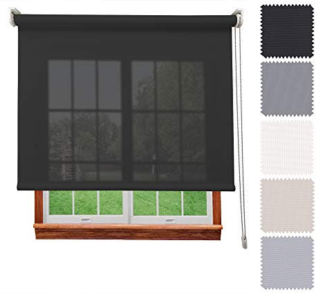 DECORESTOR Estor Screen 5% Premium A TU Medida, Desde 40 a 300 cm de Ancho. Intimidad y Aislamiento térmico. Negro. Estores enrollables translucidos para Ventanas y Puertas - Medida 260 x 180 cm