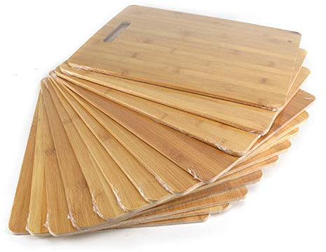 Juego de 12 platos de bambú liso de 15 x 11 pulgadas, bandeja de madera para servir, plato de cortar, tapete caliente, tabla de cortar con asa para regalo personalizado, grabado personalizado, arte de