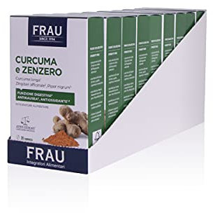 FRAU Curcuma E Zenzero, Integratore Alimentare A Base Di Estratti Secchi Di Curcuma E Zenzero, 9 Confezioni X 20 Compresse, Integratore Intestino, Senza Glutine, color Bianco - Confezione da 9