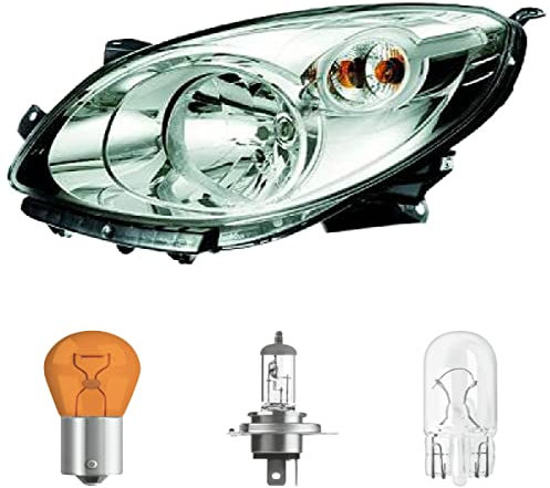 DM Autoteile 312722B Hauptscheinwerfer Scheinwerfer links H4 kompatibel für Renault Twingo II 07-12 inklusive Leuchtmittel/Birnen