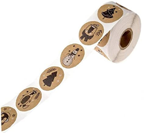 1 Roll 6 Designs Christmas Stickers DIY Gift Baking Envelope Package Labels