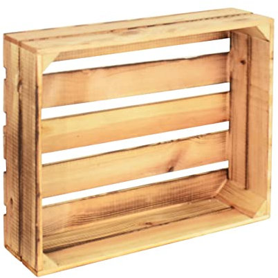 CHICCIE 2 Set Holzregal Schmalhanz 50x40x15cm - Hell Geflammt Holzkiste