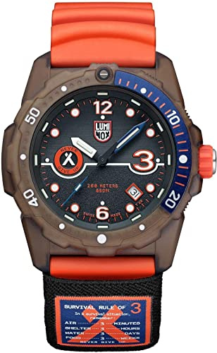 Luminox Herren Militär Uhr Bear Grylls Survival 3720 Eco Series in der Farbe Orange mit Kautschukarmband, Gehäusedurchmesser: 42 mm, XB.3729.ECO