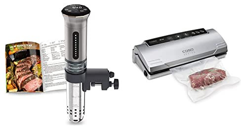 KitchenBoss Sous Vide Garer G300 Stick Präzisionskocher • Timerfunktion • 3D Zirkulation • Präziser Temperatureinstellung • IPX7 Wasserdicht • LED Touch-Display & CASO VC10 Vakuumierer