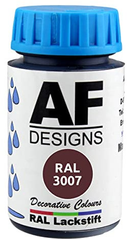 Alex Flittner Designs Lápiz de retoque RAL 3007 negro rojo satinado 50 ml madera metal muebles baño pintura de retoque barniz de recompatible conción