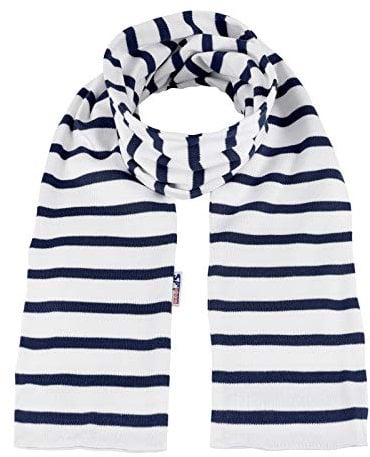 modAS Unisex Bretonischer Schal mit Streifen und uni verschieden Farben - Herrenschal Damenschal Kinderschal 20x160 cm in Weiß-Blau