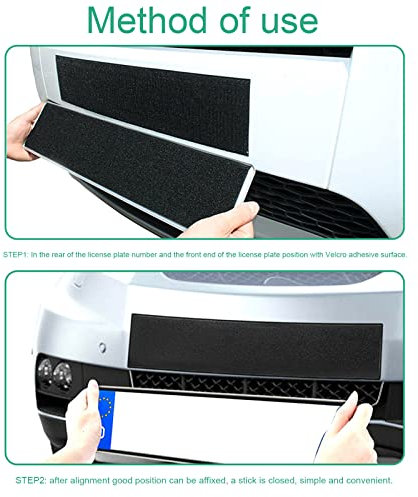 YOYIAG Powerful Velcro Number Plate Holder Frameless: 2 Sets Self-Adhesive Car Number Plate Self-Adhesive Easy Installation Number Plate Holder Velcro for Cars (100 mm x 500 mm)