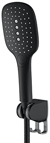 Boyuan Soffione Doccia Nero 3 Funzioni Doccino a Parete Doccino per Doccia Soffione per Doccia ABS Doccia Soffione con Acciaio Inossidabile Tubo, Regolabile ABS Base, Gancio