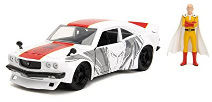Jada Toys One Punch Man Figur Saitama & Modellauto 1974er Mazda RX-3 - Set aus Actionfigur (7 cm) und Spielzeug-Auto (20 cm) für Manga- und Anime-Fans ab 8 Jahre