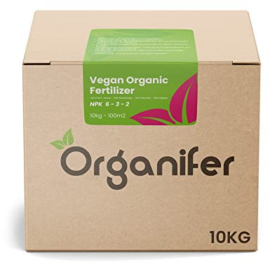Fertilizante Vegetal Vegano - 10 Kg Por 100 M2 - Fertilizante Orgánico De Larga Duración Para Jardín Y Césped - Ecológico Y Rico En Nutrientes - Organifer