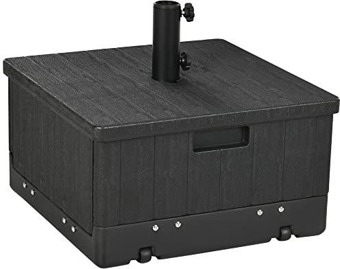 Outsunny Pied de Parasol Base de lestage Parasol Table Basse avec Roues de Drainage et poignées en PE et métal Dim. 53L x 53L x 47H cm Noir