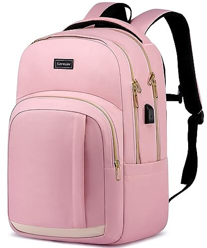 YIORMIOR Schulrucksack Mädchen Teenager, Rucksack Damen Schule Daypacks für 15.6 Zoll Laptop Rucksack mit USB Ladeanschluss 35L