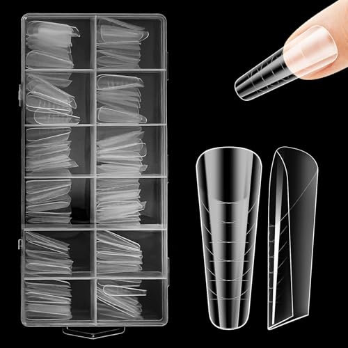 120 pièces Faux Ongles, 12 Tailles Couverture Complète Transparent Couverture Complète Faux Ongle, Ongles Pose Transparent, pour Les Studios De Manucure et Diy Nail Art à La Maison